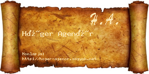 Höger Agenór névjegykártya